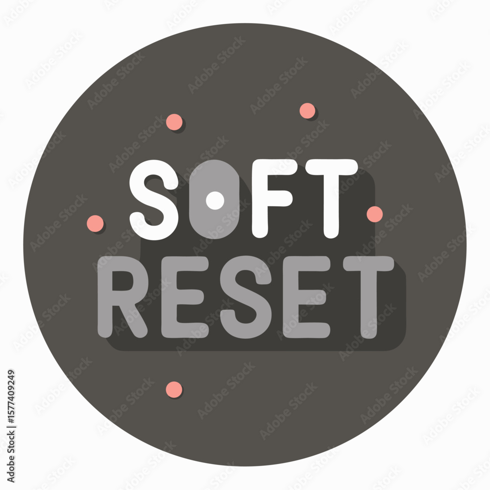 Poster minimalist grey circle with clean centered small caps text for branding