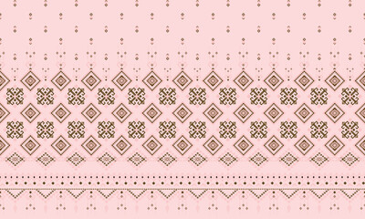 Pink and Brown Geometric Ethnic Textile Pattern. Featuring soft pink and earthy brown tones, this seamless design is perfect for fashion design, backgrounds, or textile products.