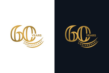 Sixtieth Anniversary Golden Logo Elegant Design