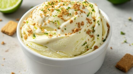 Delicious Key Lime Pie Ice Cream Treat in Bowl with Toppings