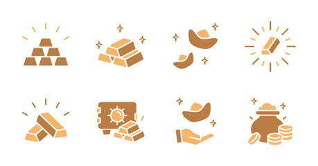 simple gold bar icon vector set business bank savings luxury currency exchange investment gold, ingot, sycee signs vector illustration