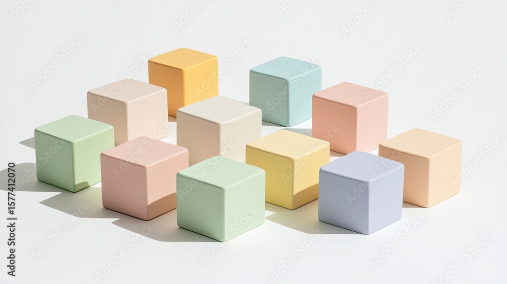 Poster colorful blocks on white background for playful design concepts
