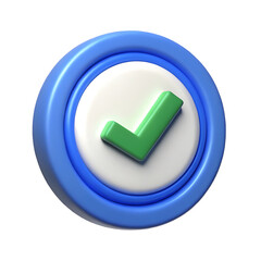 3D Checkmark Icon Approved Correct Complete Success Symbol for Website and App Design