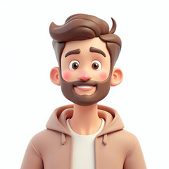 Joyful 3D rendered illustration of a friendly young man with a warm expression