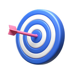 Achieve Your Goals 3D Render of Bullseye Target with Arrow