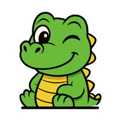 Crocodile Cartoon Winking Mascot Alligator Illustration