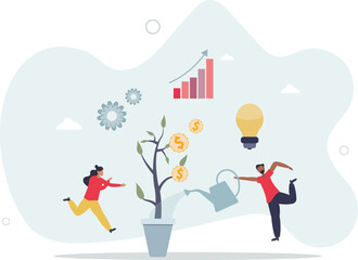 Business plan strategy with profit growth and development. character life .