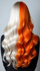 girl hair half white and half yellow