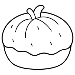 Simple line art drawing of delicious pumpkin bread with a crumbly topping perfect for autumn baking and seasonal food promotions