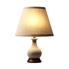 Classic Beige Table Lamp, Warm Light Fabric Lamp PNG