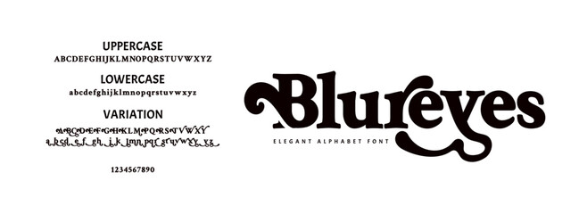 Elegant Font Uppercase Lowercase and Number. Ligature vector illustration