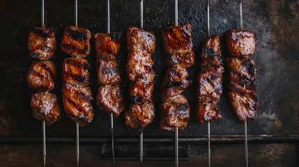 Grilled Meat Skewers in Minimalist Brazilian Style Churrasco