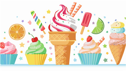 Ice cream silhouette and vector icon set featuring cones, popsicles, scoops, and dessert elements for cafe branding, summer design, stickers, and food illustration projects

