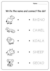 Practice worksheet for kindergarten