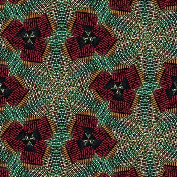 Traditional design with phulkari kalamkari motifs from Pakistan and Indian culture. Geometric ethnic floral pattern for carpet dupatta batik embroidery. Panjabi Digital print as boho Aztec texture art