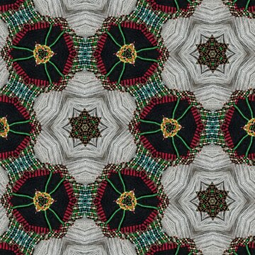 Traditional design with phulkari kalamkari motifs from Pakistan and Indian culture. Geometric ethnic floral pattern for carpet dupatta batik embroidery. Panjabi Digital print as boho Aztec texture art