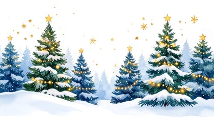 Naklejka premium Winter wonderland Christmas trees