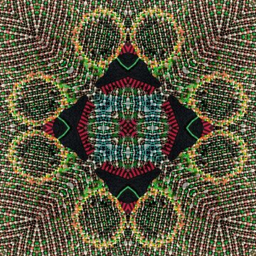 Traditional design with phulkari kalamkari motifs from Pakistan and Indian culture. Geometric ethnic floral pattern for carpet dupatta batik embroidery. Panjabi Digital print as boho Aztec texture art
