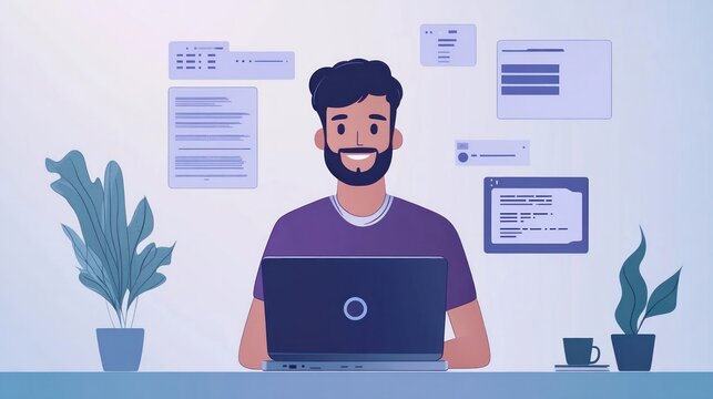 AI technology concept, businessman using laptop with virtual AI chatbot screen communicating and assisting with decision-making