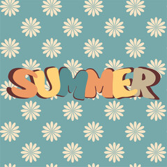  Summer word with flower background vector illustration art decor design banner beautiful