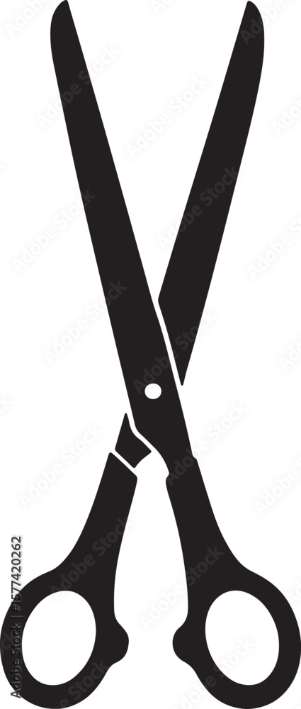 Poster silhouette of a pair of open scissors in black color with white background vector illustration.