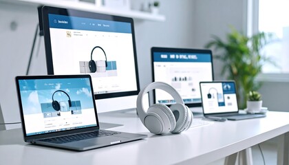 Multiple screens displaying product detail pages