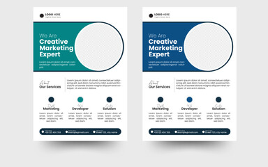 Corporate business flyer template design set, Creative flyer layout with a4 size. Digital marketing agency flyer design. 
