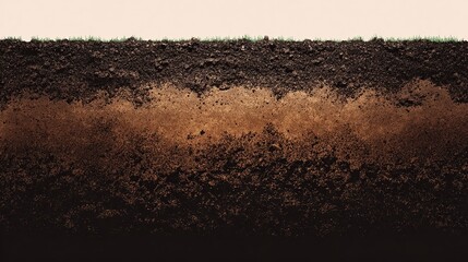 Layered soil profile showcasing dark topsoil, lighter subsoil, and deeper layers