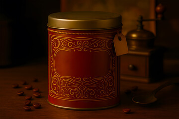 Vintage Coffee Tin with Ornate Design
