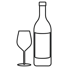Simple line art illustration of a wine bottle with a subtle color fill perfect for beverage branding and elegant design projects