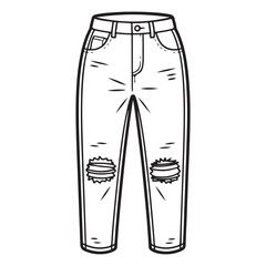 Illustration of ripped jeans with pockets and a button