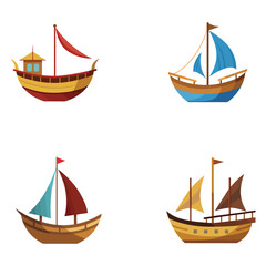 set of sailing boats
