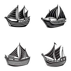set of sailing ships