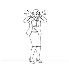 Obraz premium Businesswoman expressing stress while holding her head in frustration 