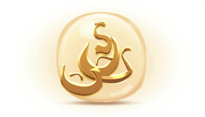 Luxurious 3D Golden Arabic Typography within a Transparent Sphere Emblem