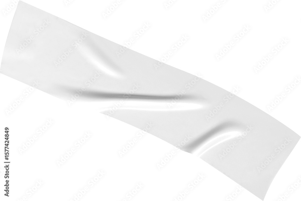 Poster white adhesive tape strip on a transparent backdrop, suitable for mockups and realistic graphic desi