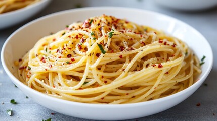 Exquisite Minimalist Italian Spaghetti Aglio Olio with Herbs