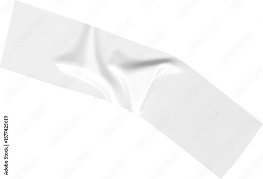 Poster white adhesive tape strip on a transparent background, perfect for mockup projects with a realistic 