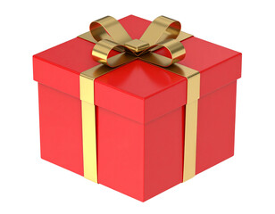 Obraz premium 3D Red Gift Box with Ribbon – Isometric View