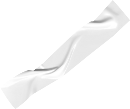 A dynamic white ribbon gracefully unfurls across a transparent background, showcasing a minimalist and modern aesthetic for design elements.