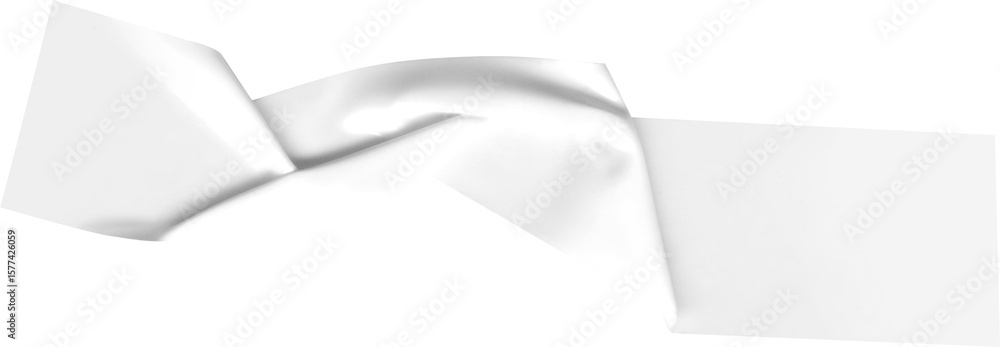 Poster white fabric swatch gracefully draped, creating a smooth, flowing texture on a transparent backdrop 