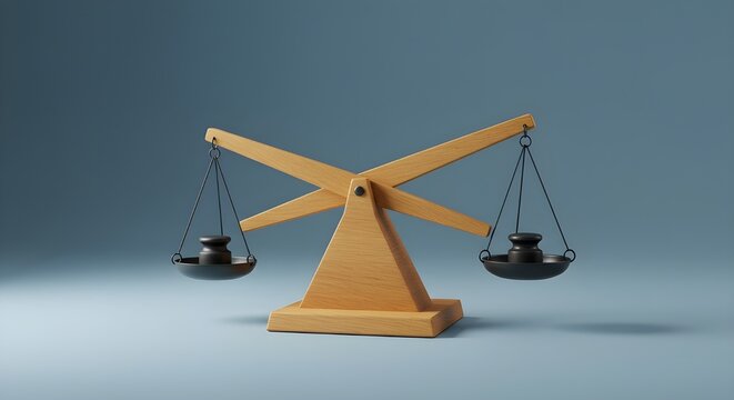 Una imagen de varios factores sociales que se distribuyen de manera justa en una escala equilibrada.