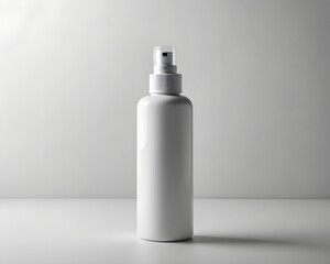 A white plastic spray bottle isolated on white background for cosmetic products