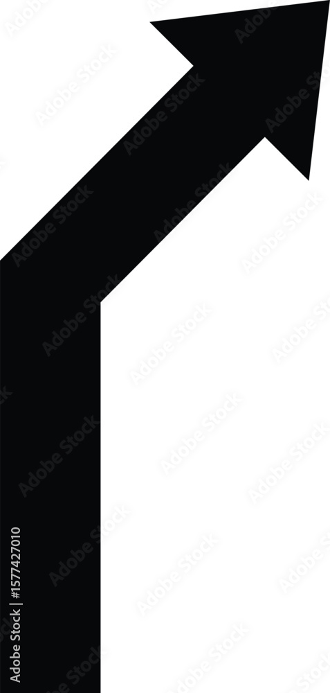 Poster black arrow pointing upwards and to the right isolated on transparent background