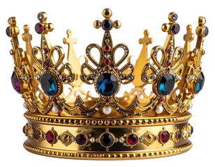 Elegant Golden Crown with Jewels – Front Angle