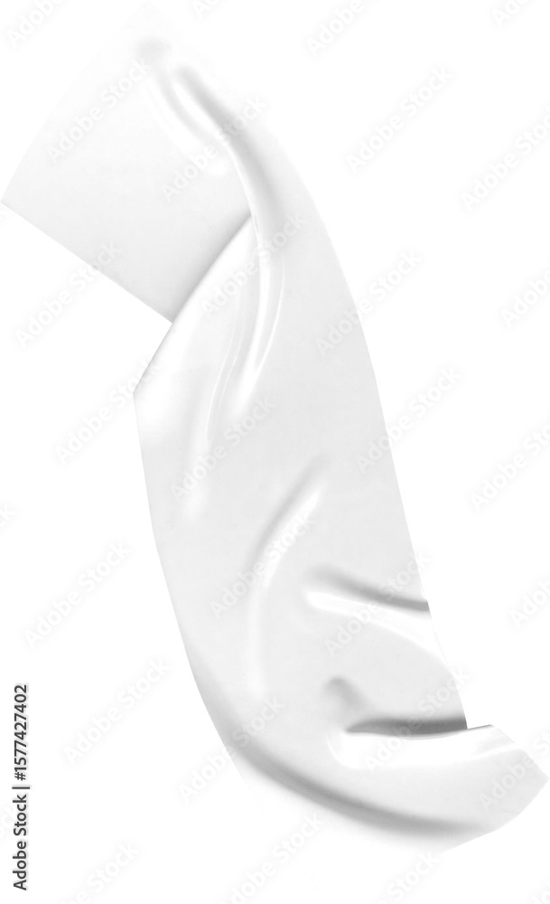 Poster clean white plastic sheet with folds presents a modern, abstract element with subtle shadows and a t