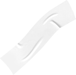 White adhesive tape strip curves smoothly against a transparent background, ideal for realistic...