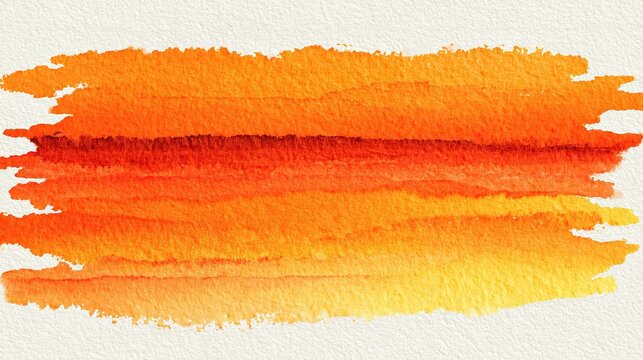 Abstract orange watercolor brush stroke on textured paper background - Powered by Adobe