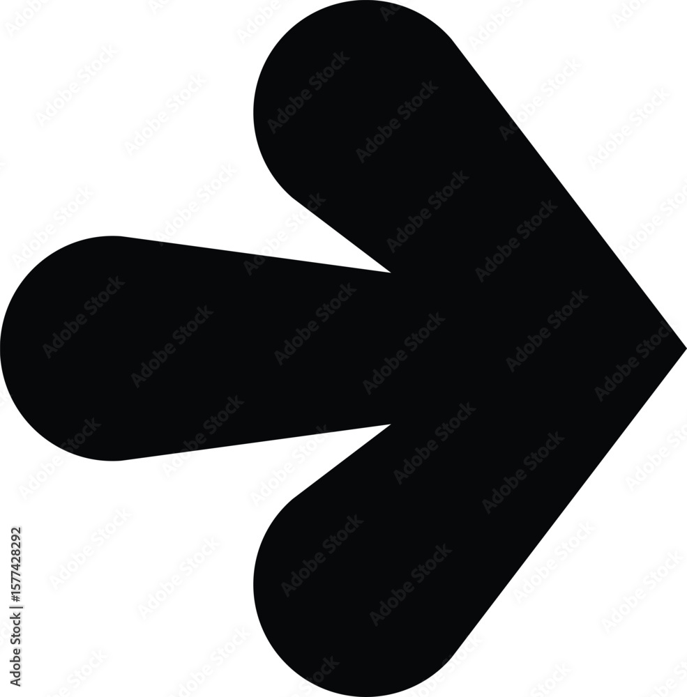 Poster stylized black arrow pointing right isolated on transparent background
