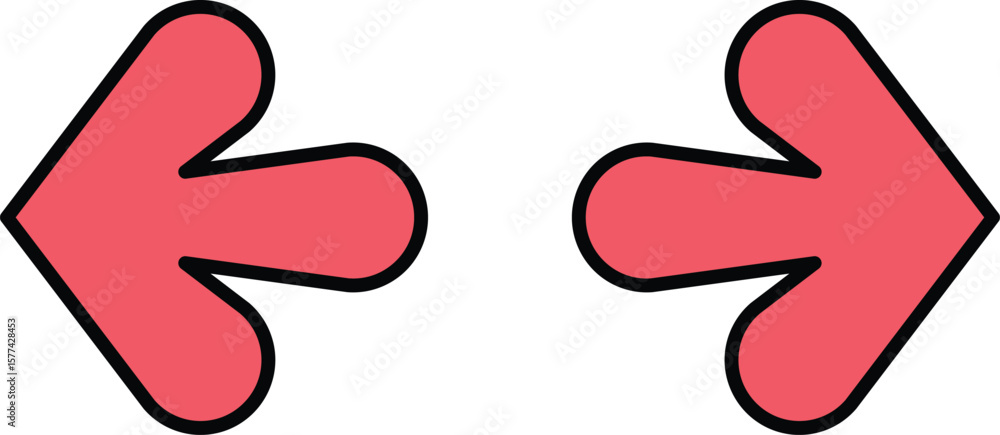 Poster two opposing red arrows pointing towards each other isolated on transparent background